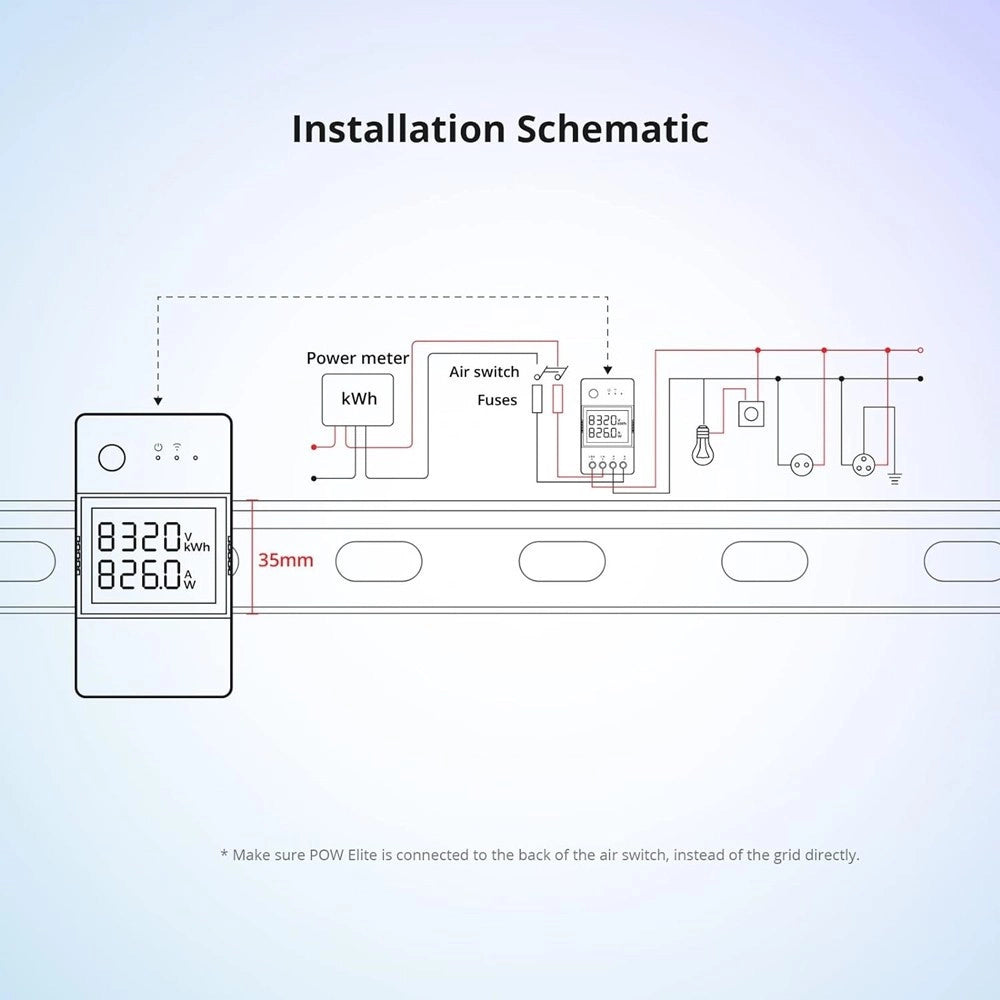 Trade Shop - Interruttore Intelligente élite 16a Wifi Misura Consumo Elettrico Sonoff Powr316d -