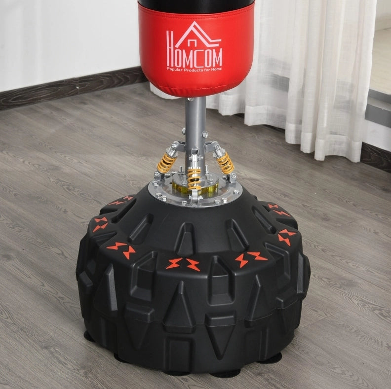 Sacco da boxe autoportante 60x60x180 cm nero in PU con base a ventose
