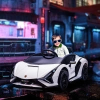 Macchina Elettrica per Bambini 3-5 Anni Lamborghini 12V con Telecomando e Velocità 3-5km/h, Bianco