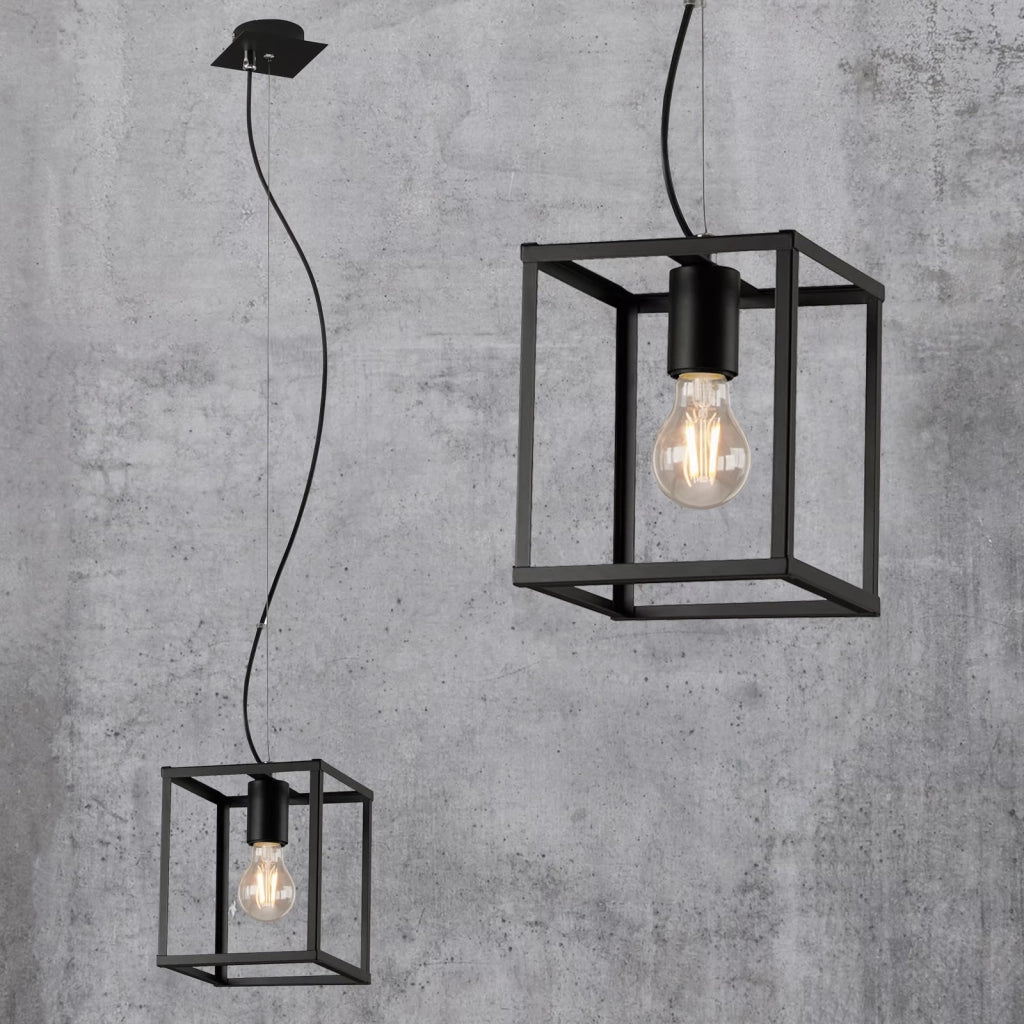 Sospensione Industrial Metallo Nero 1 Luce E27
