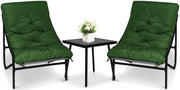 Set da giardino 3 pezzi - Set da pranzo per 2 persone - Set di sedute per giardino - Tavolo con 2 sedie - Angolo relax ergonomico - Tavolo con superficie in vetro - Set da giardino per 2 persone
