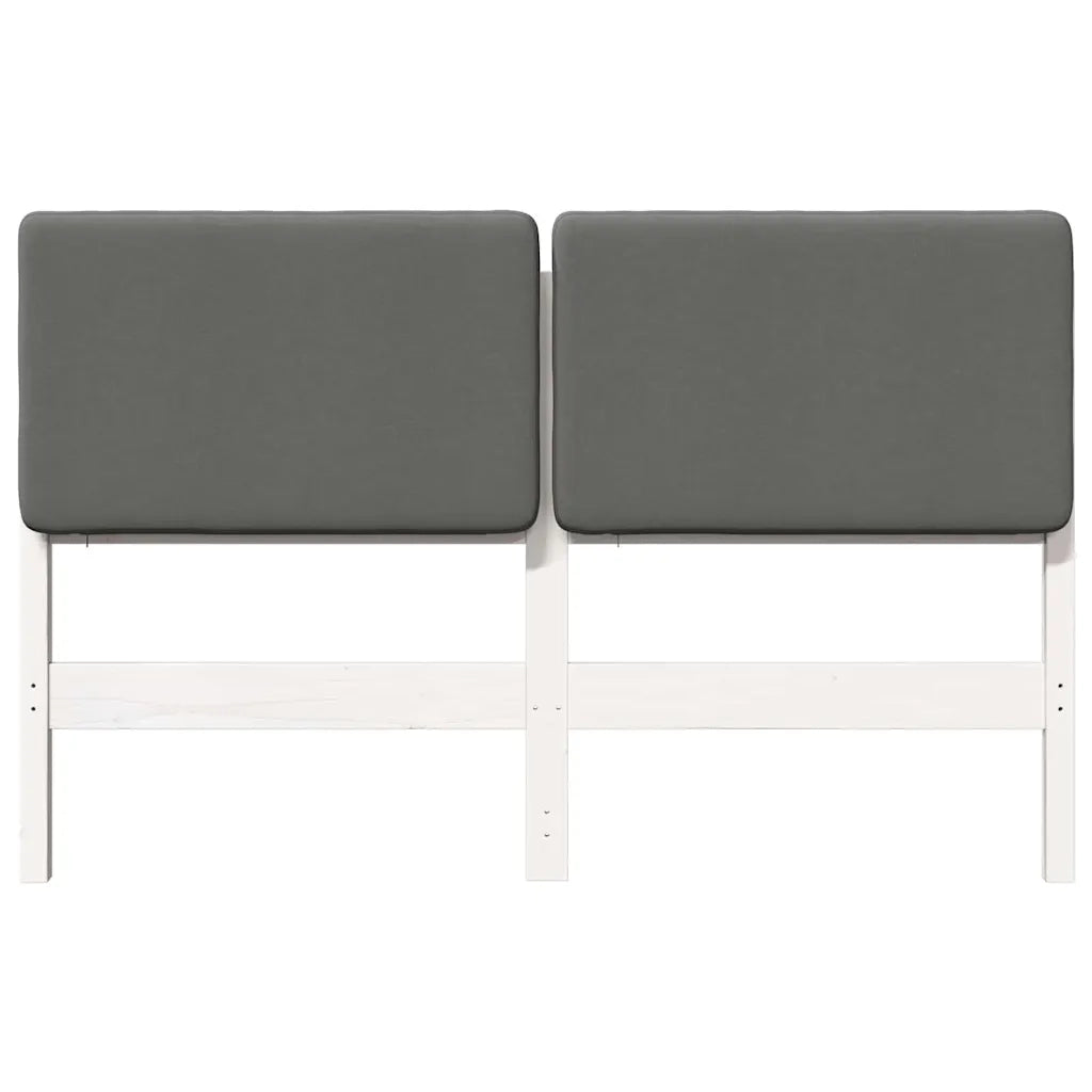 Testiera imbottita Bianco e grigio chiaro 135 cm Pino massello