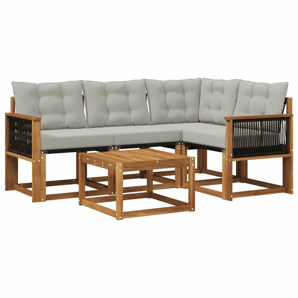 Set di divani da esterno 5 pz Naturale e Grigio Chiaro 3381935
