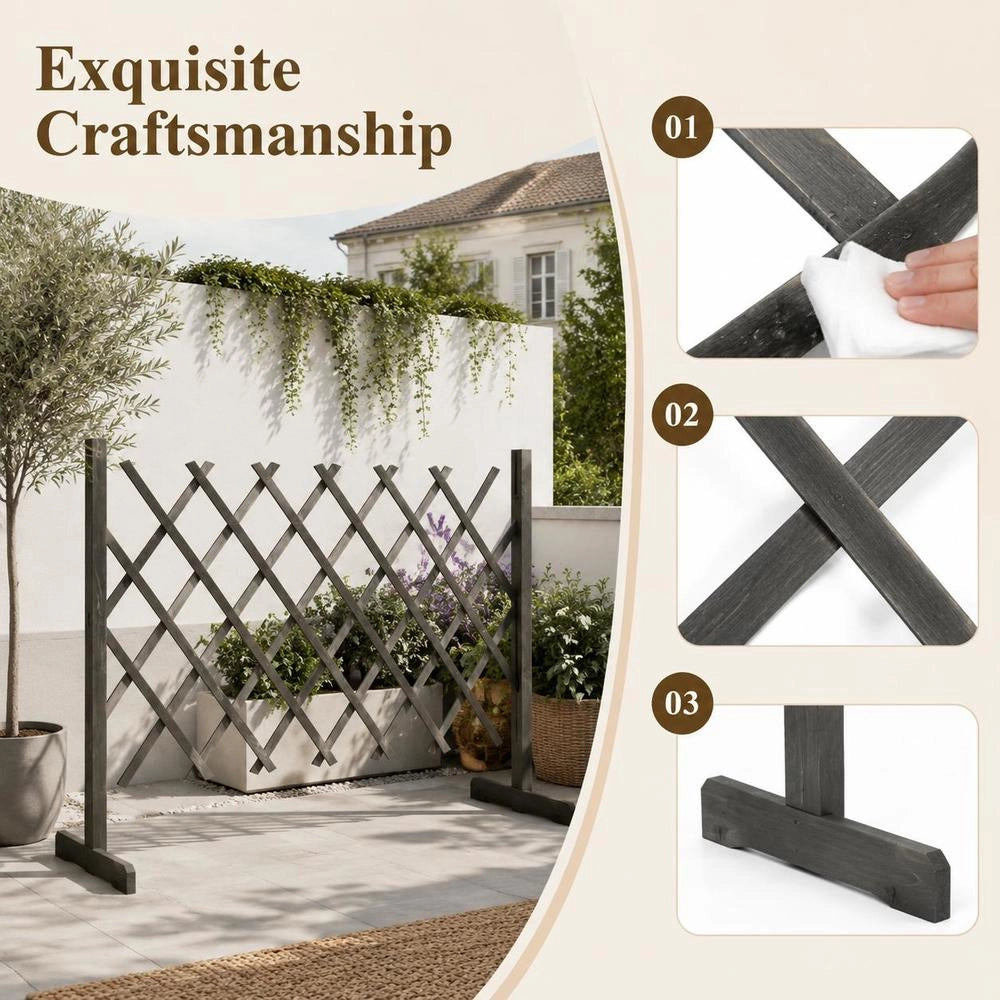 Garden Trellis Fence, Grey, 120x90 Cm, Solid Fir Wood