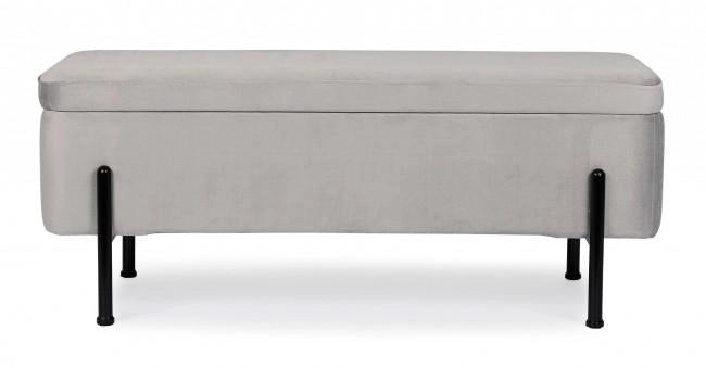Panca Fondo Letto 2 Posti 110x42x42 cm con Vano Contenitore Irina Grigio Chiaro