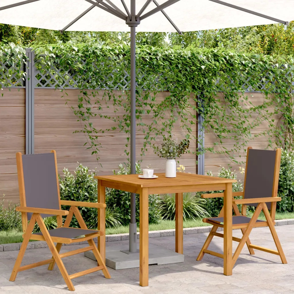 Sedie da Giardino 2 pz | Sedie da Esterno Antracite Legno Massello Acacia e Tessuto