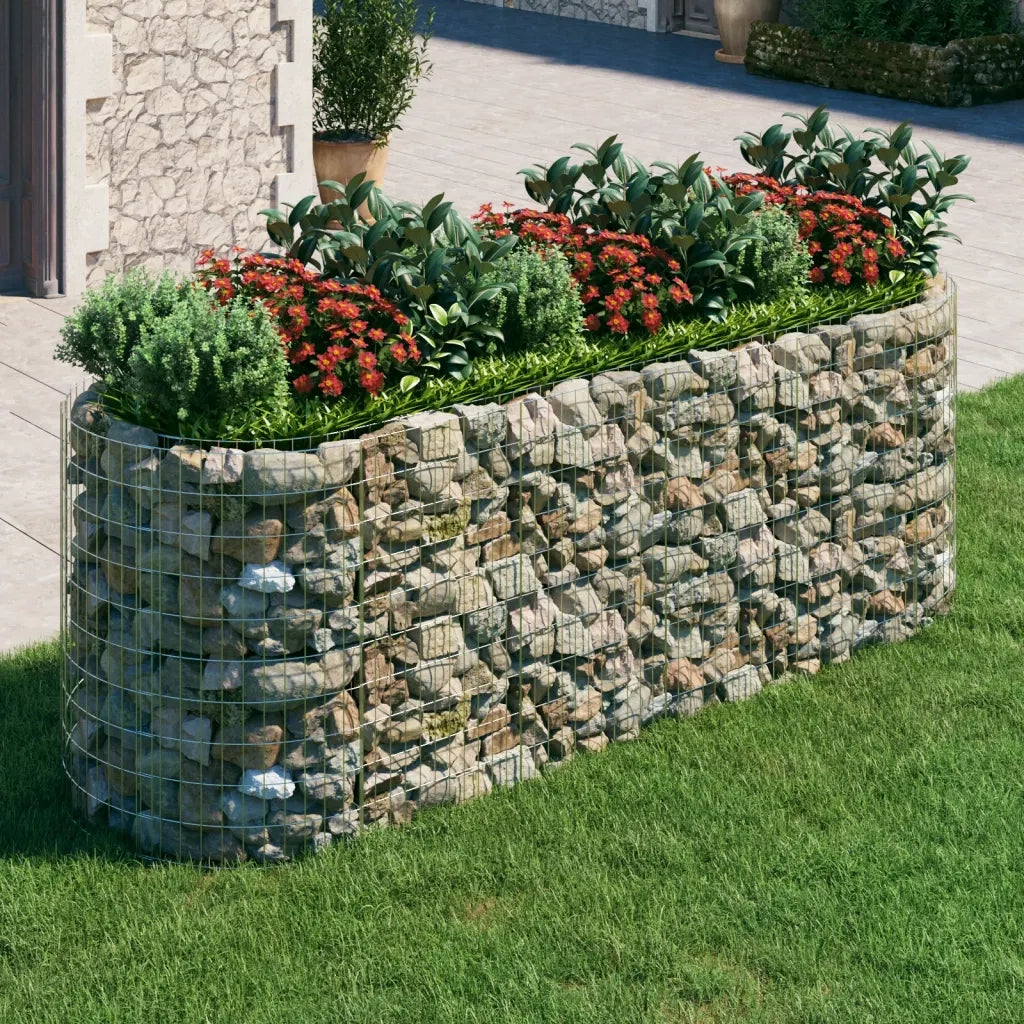 Gabbione con Fioriere | Cassetta per fiori | Letto Rialzato in Ferro Zincato 300x100x100 cm