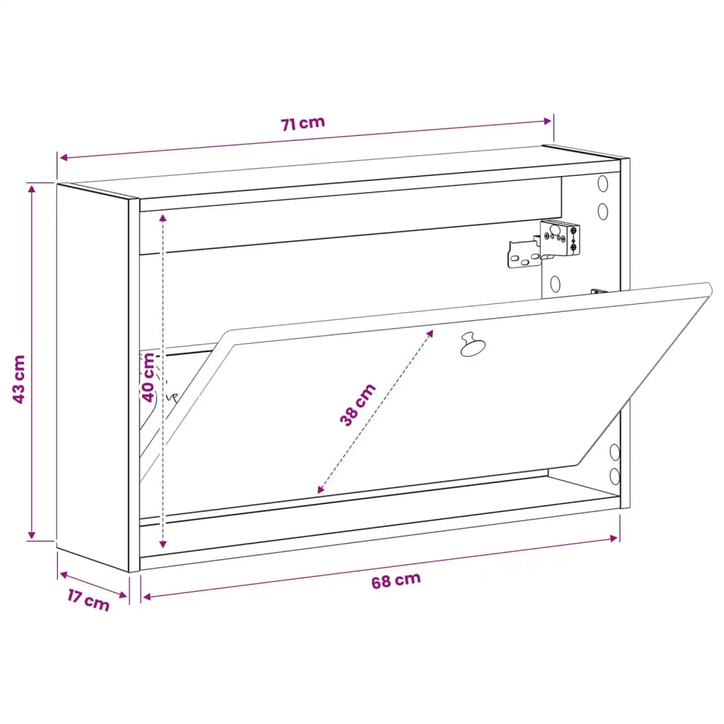 Mobiletto per Scarpe da Muro BREDA 71 x 17 x 43 cm 897508