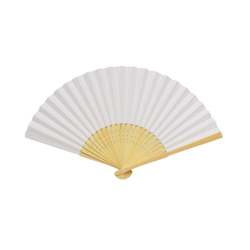 Trade Shop - 12 Ventagli Ventaglio Bianchi Bianco Bambu' Segnaposto Ricevimento Matrimonio -