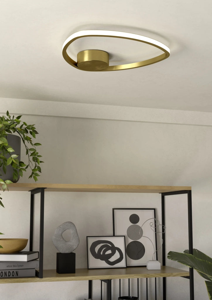 Plafoniera Moderna Moschella Metallo Ottone Plastiche Bianche Led 9,7W 1440Lm