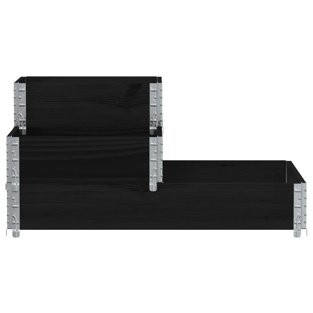 Fioriera | Cassetta per fiori | Vaso Rialzata a 3 Livelli Nera 120x80 cm Legno di Pino