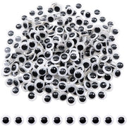 Occhi da Googly 100 pezzi - Adesivi autoattacchi - 8 mm - Plastica - Oculi bianchi/neri - Accessori creativi