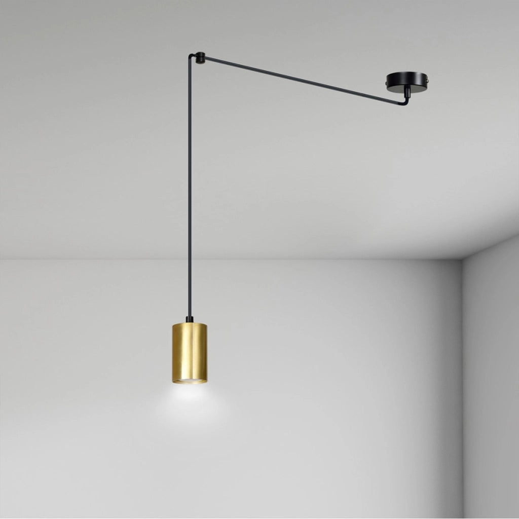 Lampada a sospensione TRAKER in acciaio nero e oro