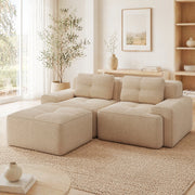 Divano modulare boneless in corduroy beige con seduta profonda 74 cm e base antiscivolo