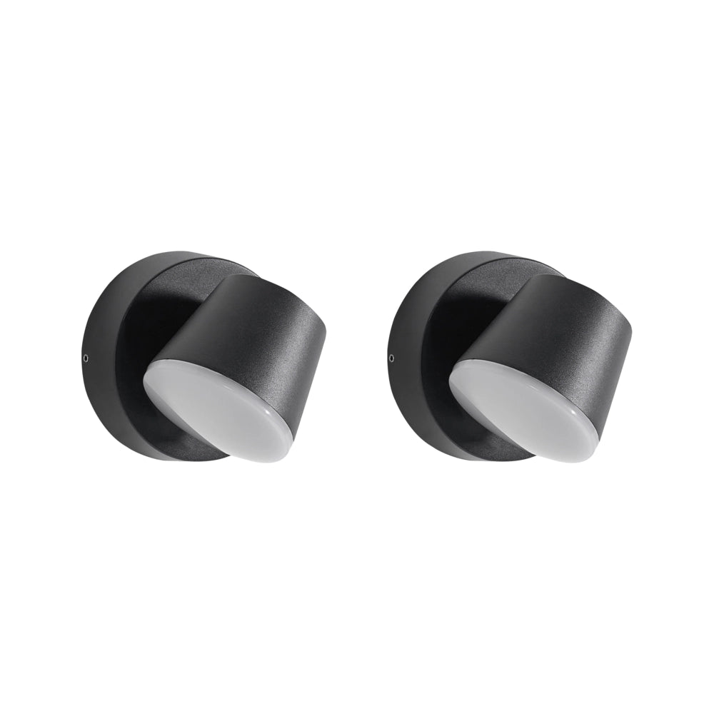 Set di 2 lampade LED da esterno da parete in metallo e alluminio, design moderno, colore nero