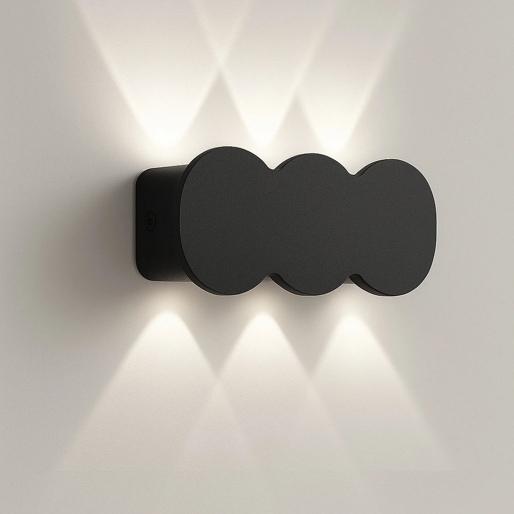 Applique da Muro con 6 Led Lampada a Parete Nera con Luce Bianco Freddo 15x8x3cm