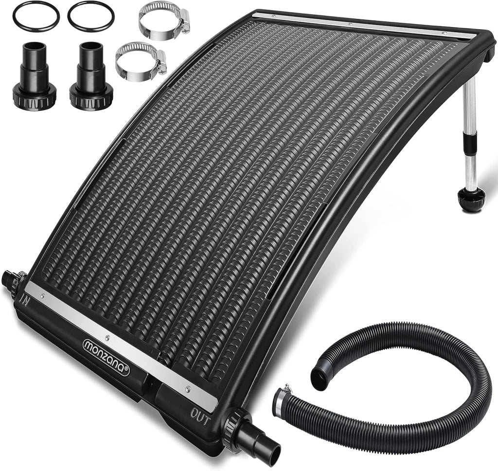 ® 2X Pannello Solare Termico Curvo da Piscina 112x55x14cm per 10000 L/h Tubo 32/38mm Regolabile Riscaldamento