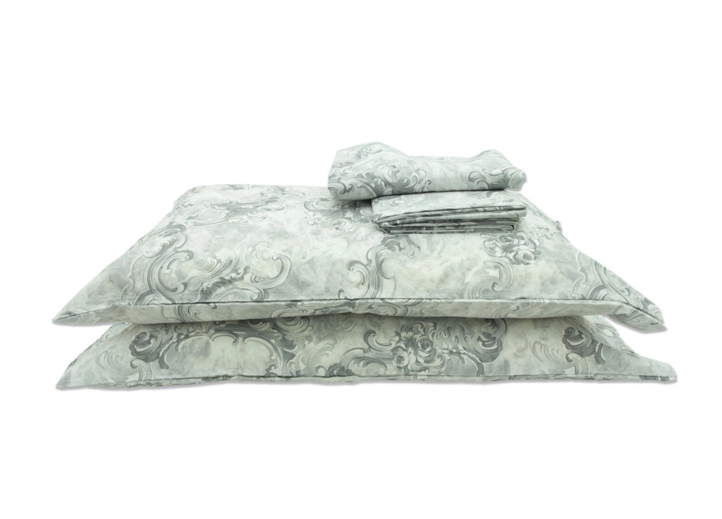 Completo Lenzuola In 100% Cotone Disegno Vigata - Singolo - Grigio