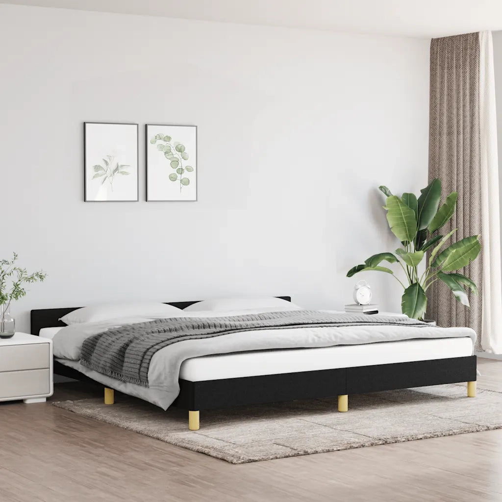 Letto matrimoniale | Letto per adulti | Giroletto senza Materasso Nero 200x200 cm in Tessuto