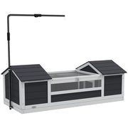 Casetta per tartarughe da esterno ¨C Xylo ¨C legno massello grigio 120x56,5x43 cm 2 nicchie