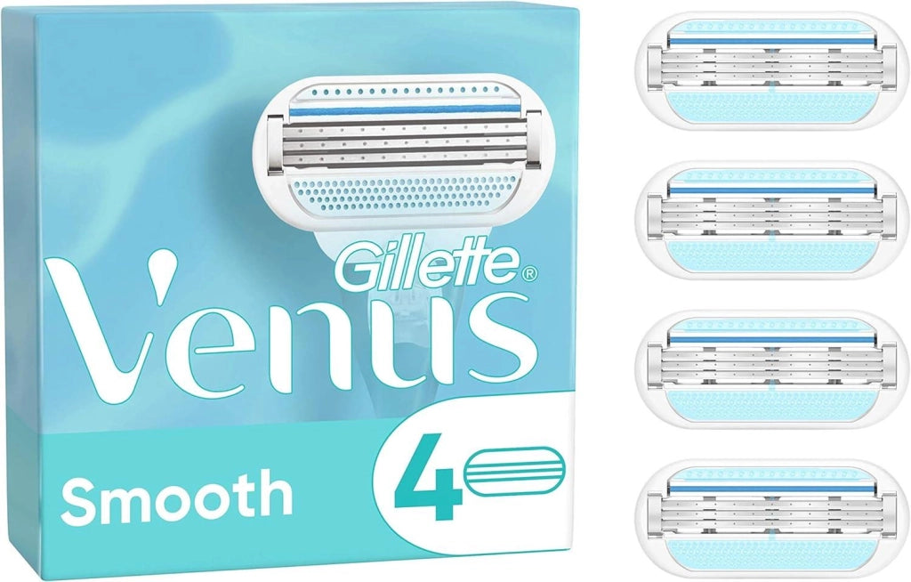 GILLETTE VENUS LAMETTE RASOI DONNA SMOOTH PER RASOIO A 3 LAME, CONFEZIONE DA 4