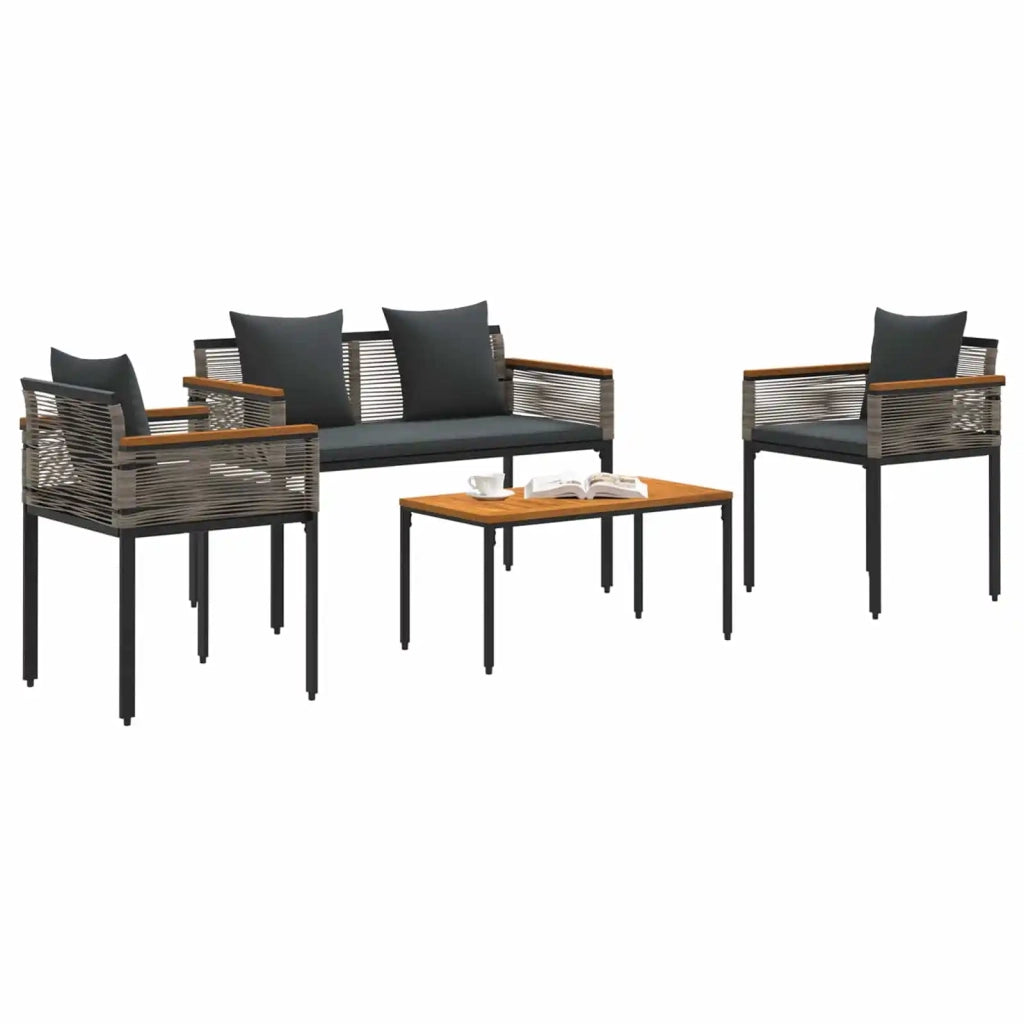 Set di Mobili da Esterno 4 pcs Grigio e Grigio Scuro