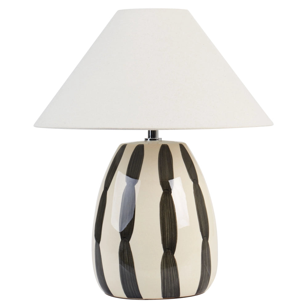 Lampada da tavolo Light Beige e nero Ceramica 41 cm Paralume a cono bianco Fatto a mano Comodino Soggiorno Camera da letto Illuminazione