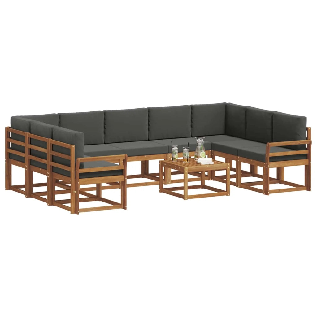 Set di divani da esterno 10 pcs Naturale e Antracite