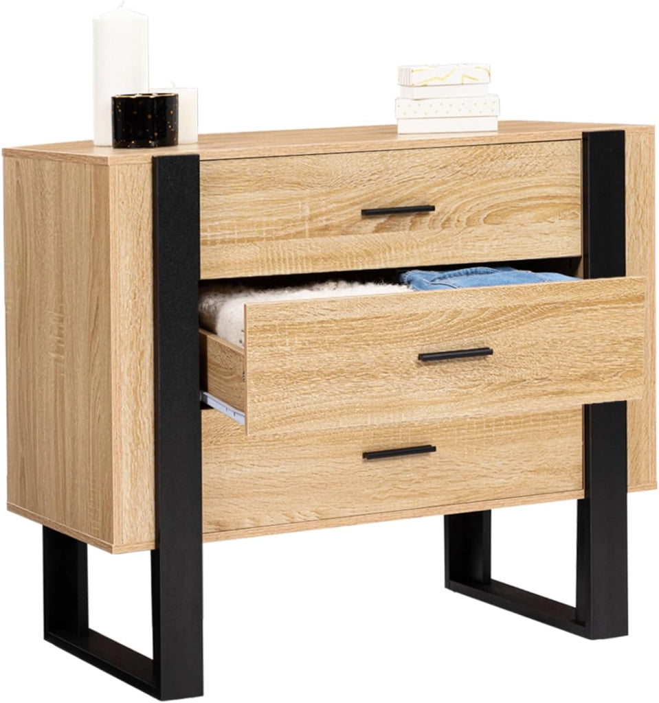 Cassettiera a 3 cassetti PHOENIX in legno e nero