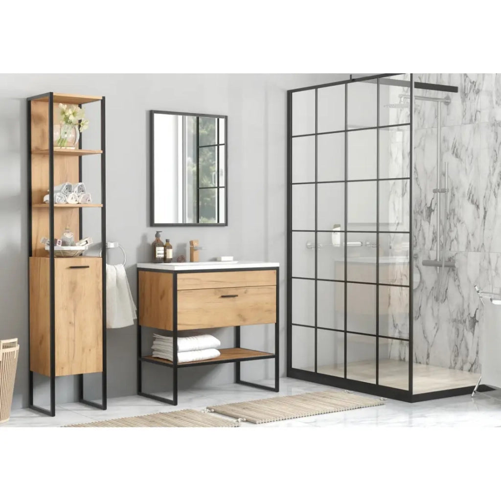 Specchio da bagno nero opaco rettangolare 75x60 cm design