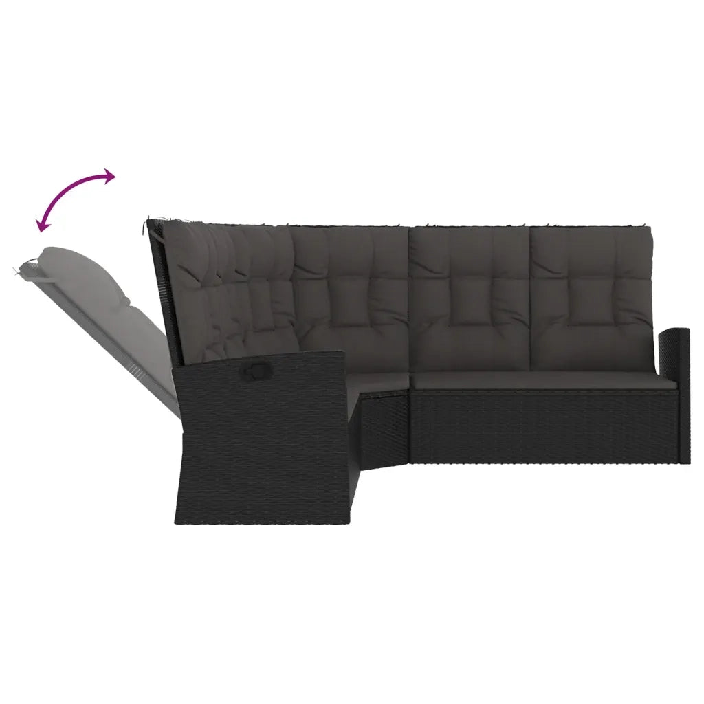 Set da Giardino 2 pz con Cuscini Nero in Polyrattan 362175