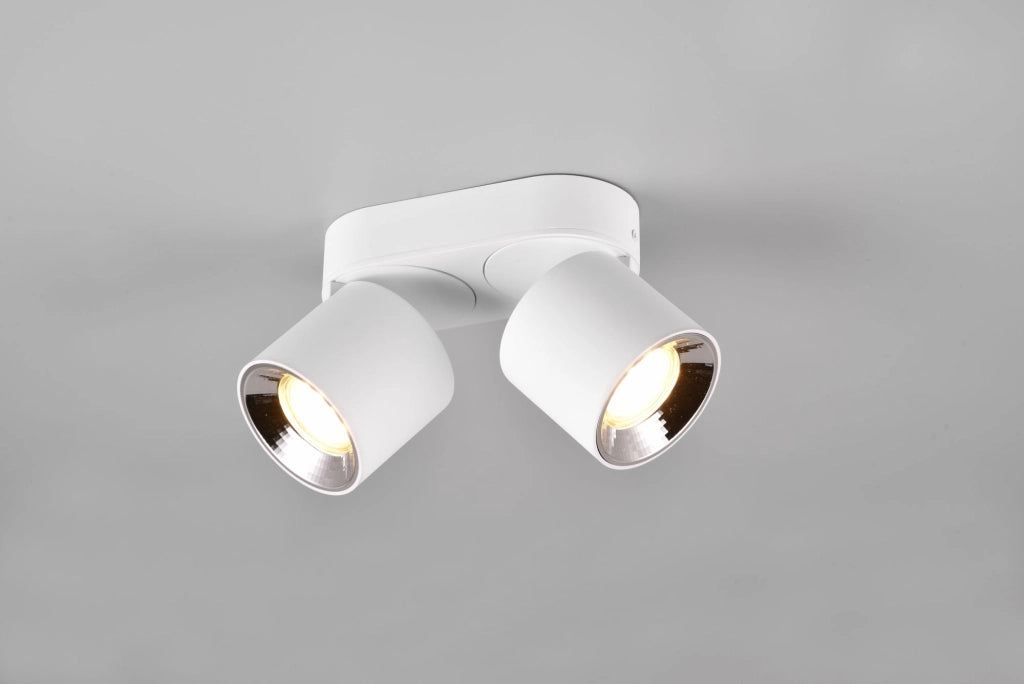 GUAYANA BARRA 2 SPOTS ORIENTABILI ANCHE DA INCASSO METALLO BIANCO L. 18CM ATTACCO GU10