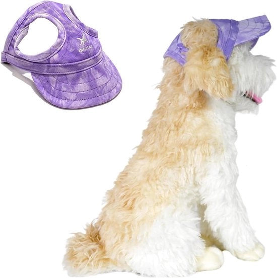 Cappello per cani esterno adattabile per viaggi d'estate, pet per cani con aperture per le orecchie (L, tie-dye viola)