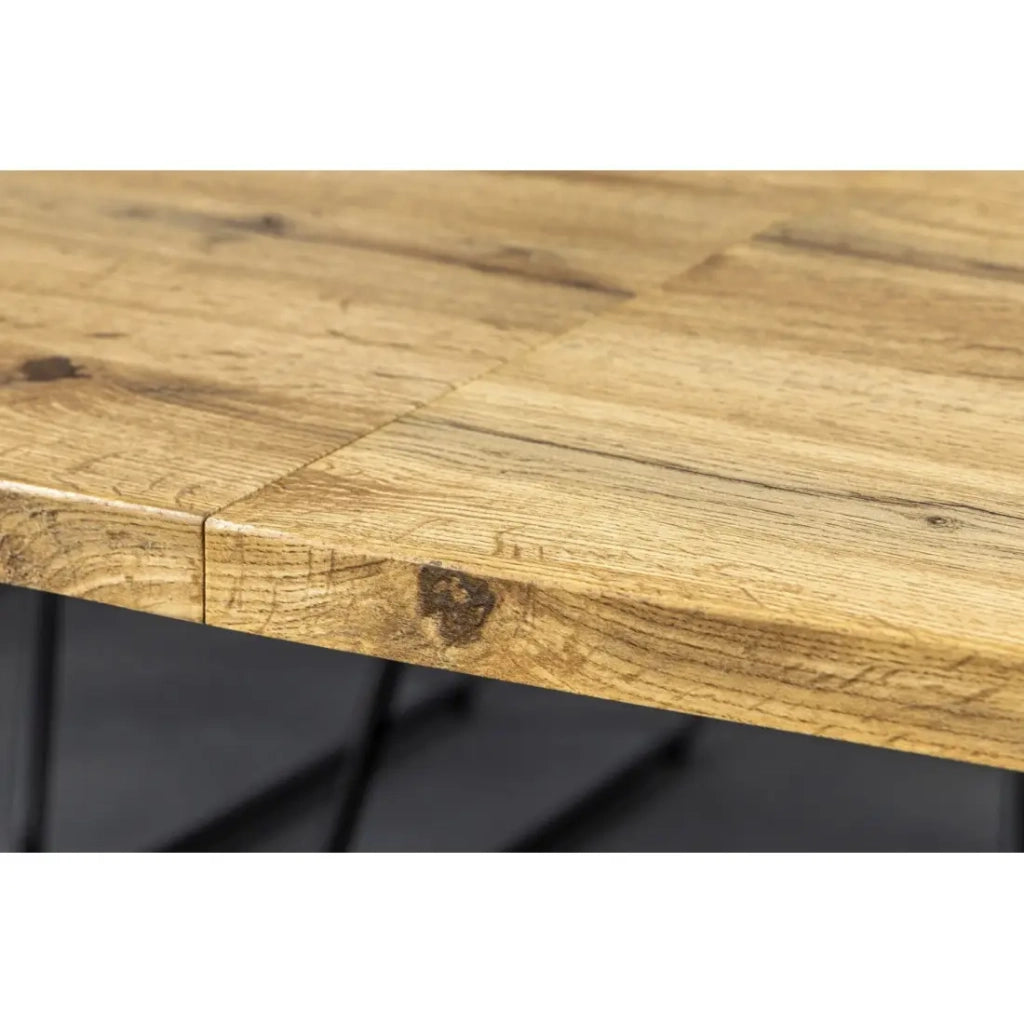 Tavolo da pranzo RIVET - Estensibile 160 a 200 cm - Legno e metallo nero - Stile industriale