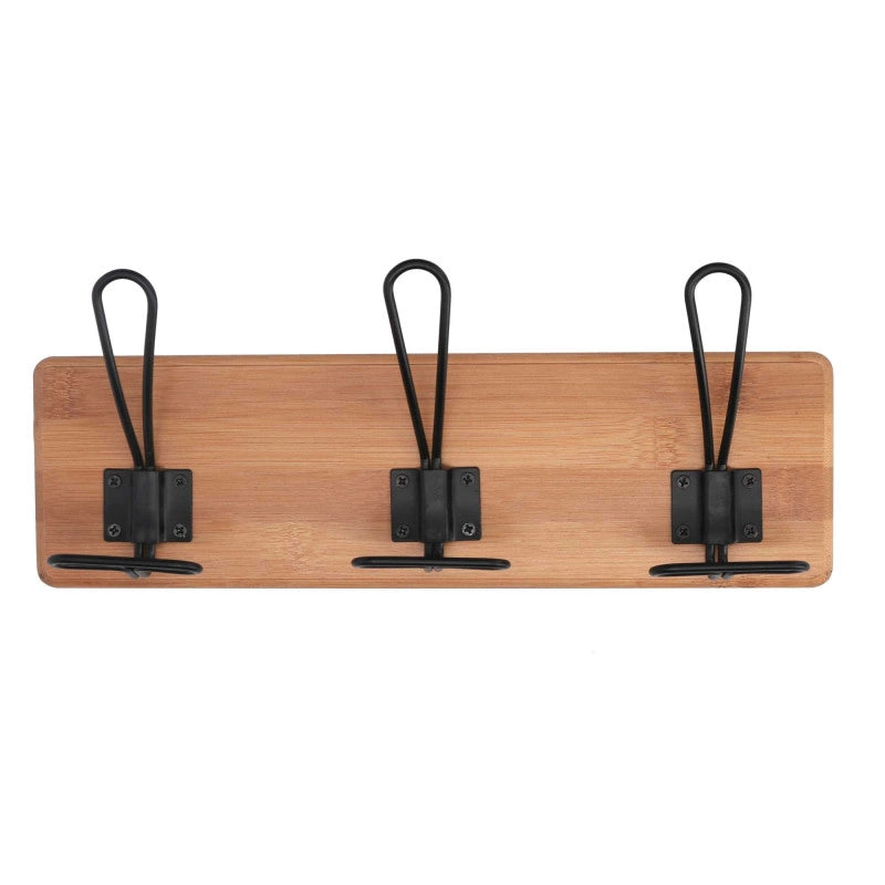 Attaccapanni Legno E Metallo Da Parete 3 Posti Naturale Cm 34x7x13,5