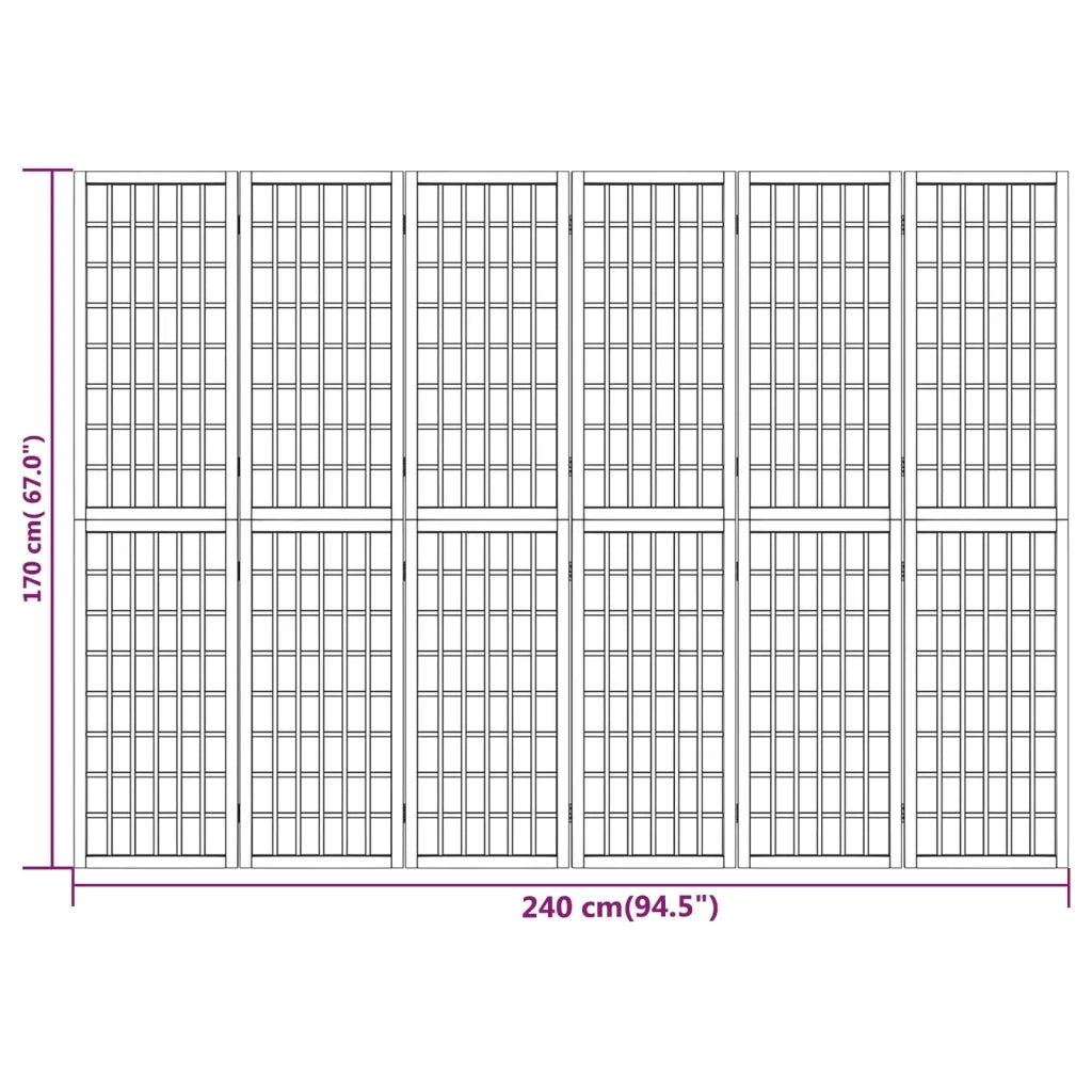Divisorio Pieghevole 6 Pannelli Stile Giapponese 240x170 Bianco 352090