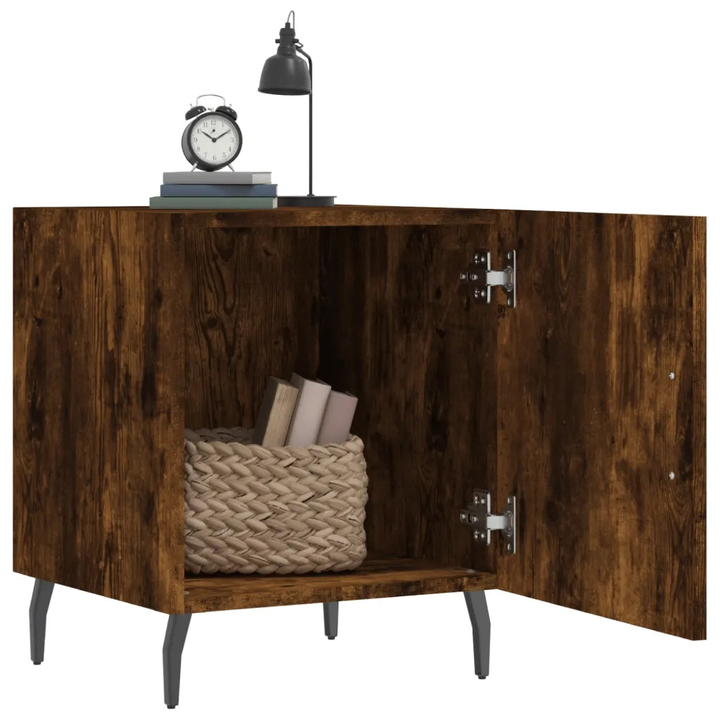 Comodino Rovere Fumo 40x40x50 cm in Legno Multistrato 827606