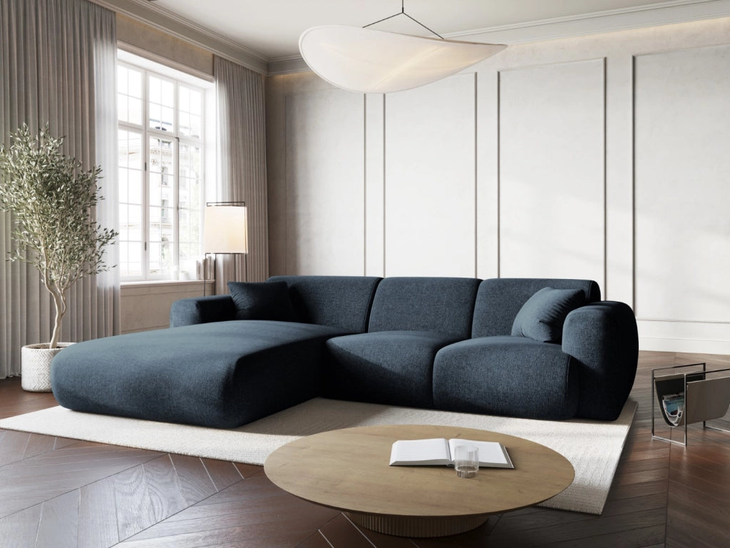 Cosmopolitan Design - Divano angolare sinistro "Nolio" 4 posti in ciniglia blu reale 