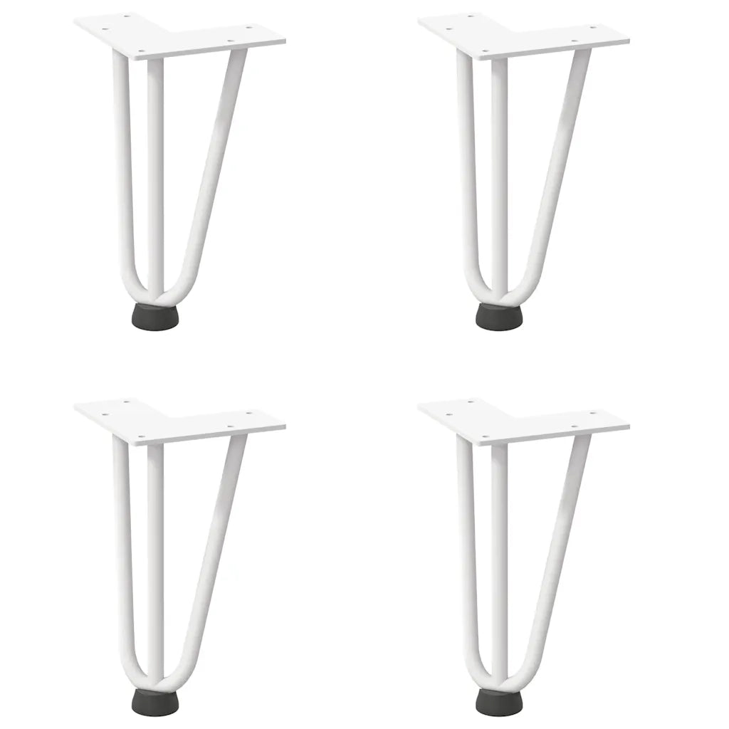 Gambe a forcina per tavolino 4 pz bianche 20 cm in acciaio massiccio