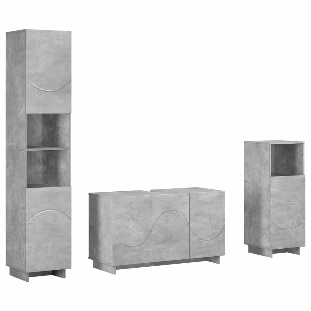 Set mobili da bagno 3 pz Grigio Cemento Legno ingegnerizzato 3433058