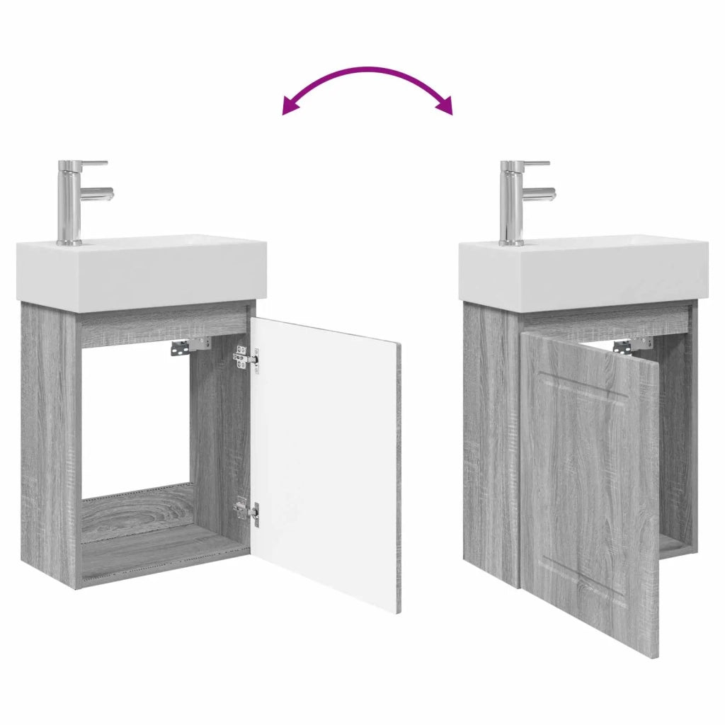 Mobile bagno con rubinetto Sonoma grigio 45,5 x 22,5 x 84 cm 889507