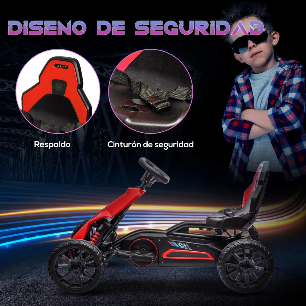 Kart Elettrico Bambini 12V ¨C Xylo ¨C Rosso 3-8 Anni con Cintura Sicurezza 100x58x58,5cm