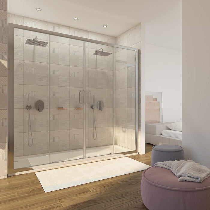Porta Parete Doccia 190 cm 2 Ante Scorrevoli in Cristallo Trasparente 6mm H195 Bonussi Giuly