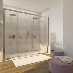 Porta Parete Doccia 170 cm 2 Ante Scorrevoli in Cristallo Trasparente 6mm H195 Bonussi Giuly