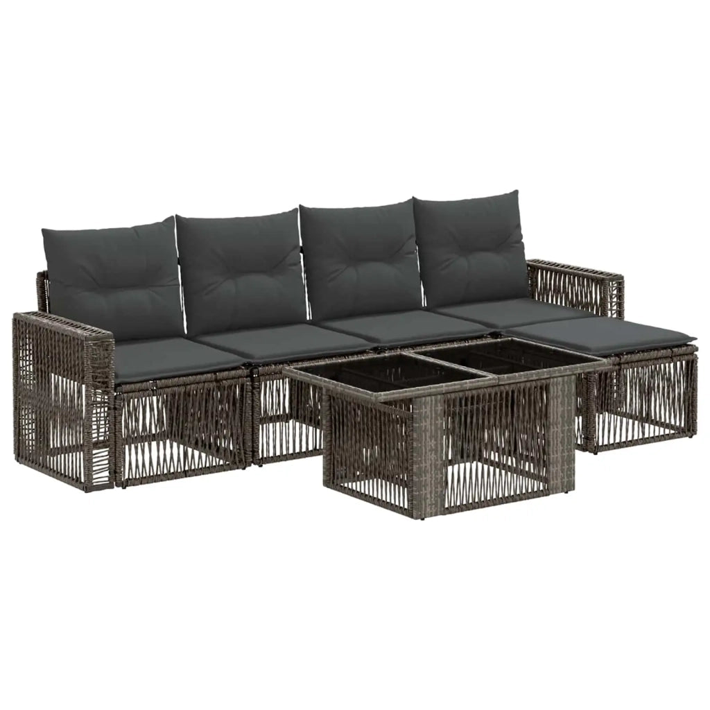 Set Divano da Giardino 6 pz Grigio e Grigio Scuro polyrattan 3436784