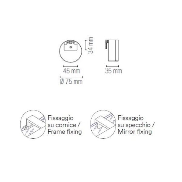 APPLIQUE DA SPECCHIO TONDA A LED 4W FINITURA CROMO DIVA FAN
