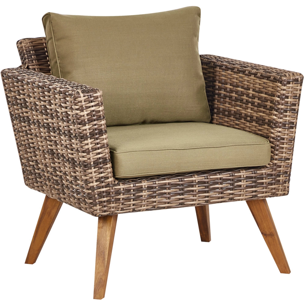 Set giardino in rattan verde oliva composto da divano 3 posti 2 poltrone tavolino esterno elegante