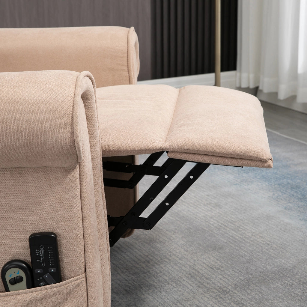 EasyComfort Poltrona Alzapersona Reclinabile fino a 135° con Telecomando e Poggiapiedi, 88x92x106 cm, Marrone Chiaro