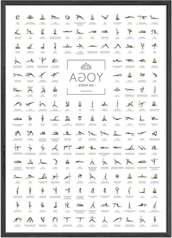 Poster Yoga DIN A2 con 168 Pose e Asana - Accessori Yoga per Studi e Casa - Principianti e Professionisti