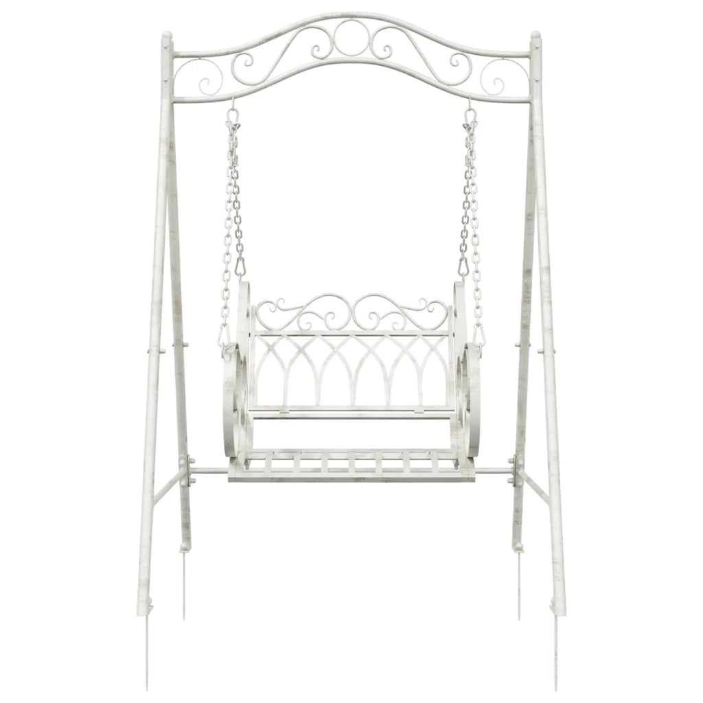 Panchina a Dondolo Acciaio 113 x 121,5 x 168 cm Bianco Antico